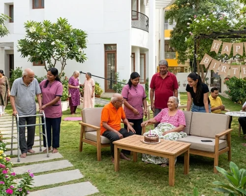 Elderly care activities at Atman Care Home